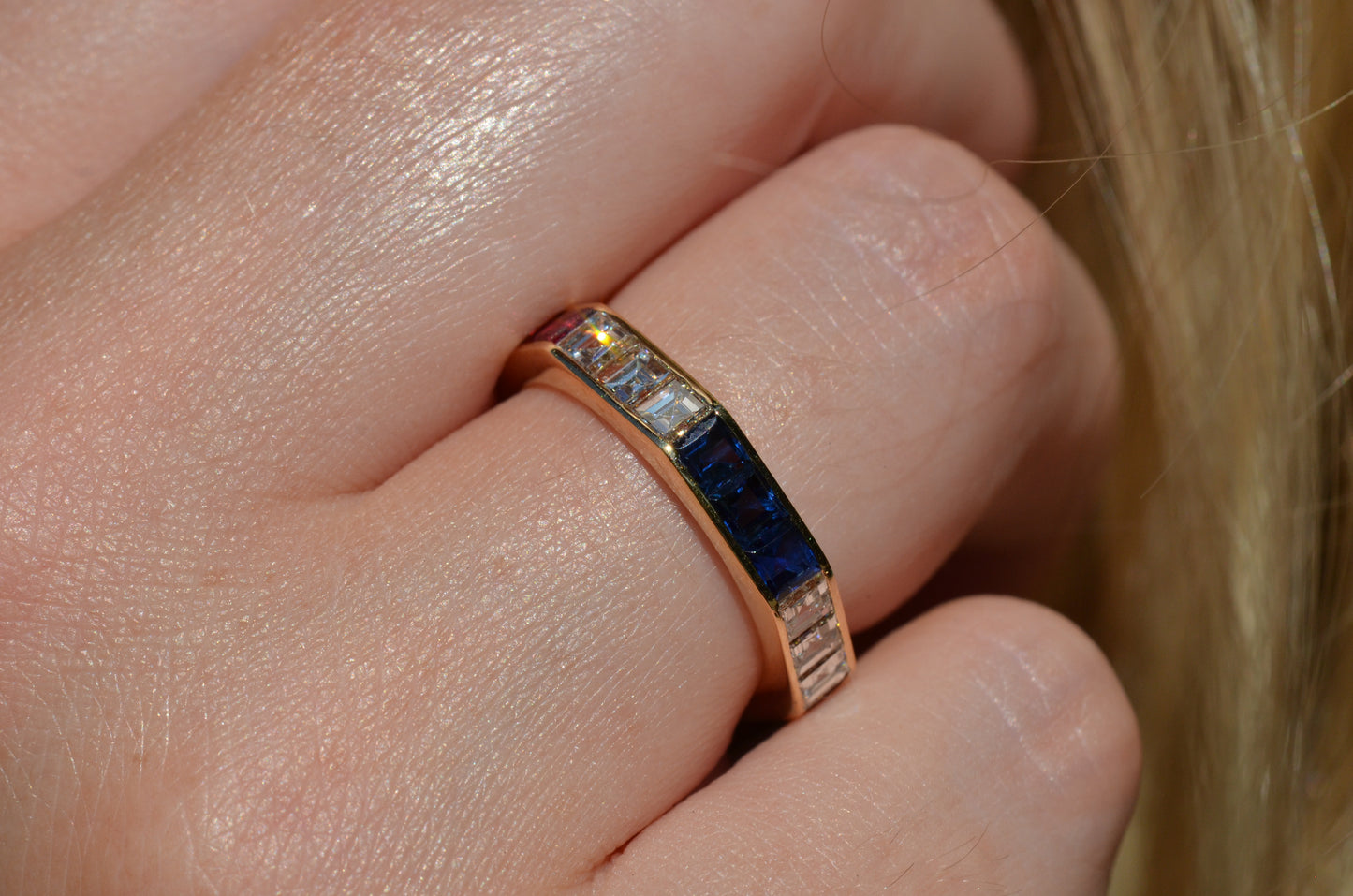 Dazzling Geometric Carré Eternity Ring