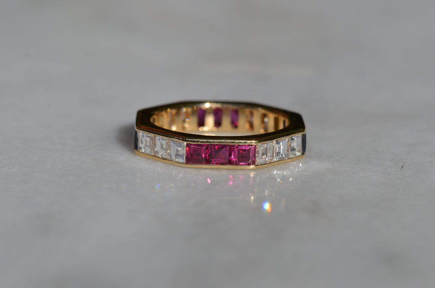 Dazzling Geometric Carré Eternity Ring