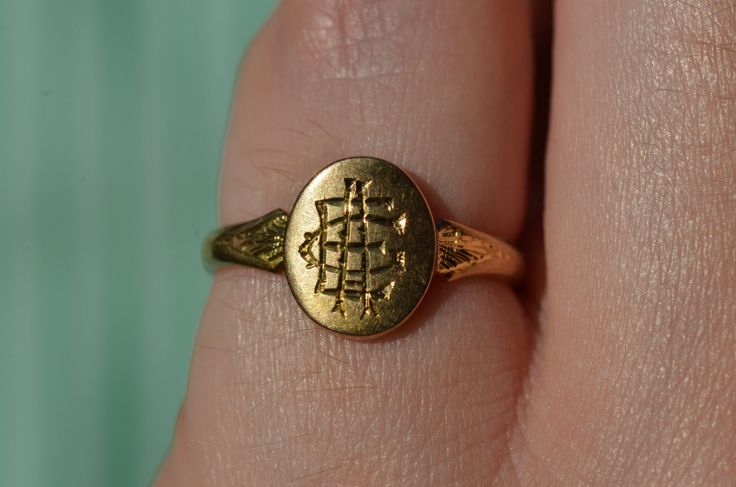 Small Vintage Monogram Signet Ring EAC