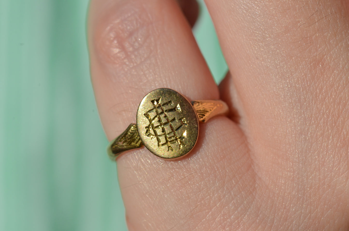 Small Vintage Monogram Signet Ring EAC