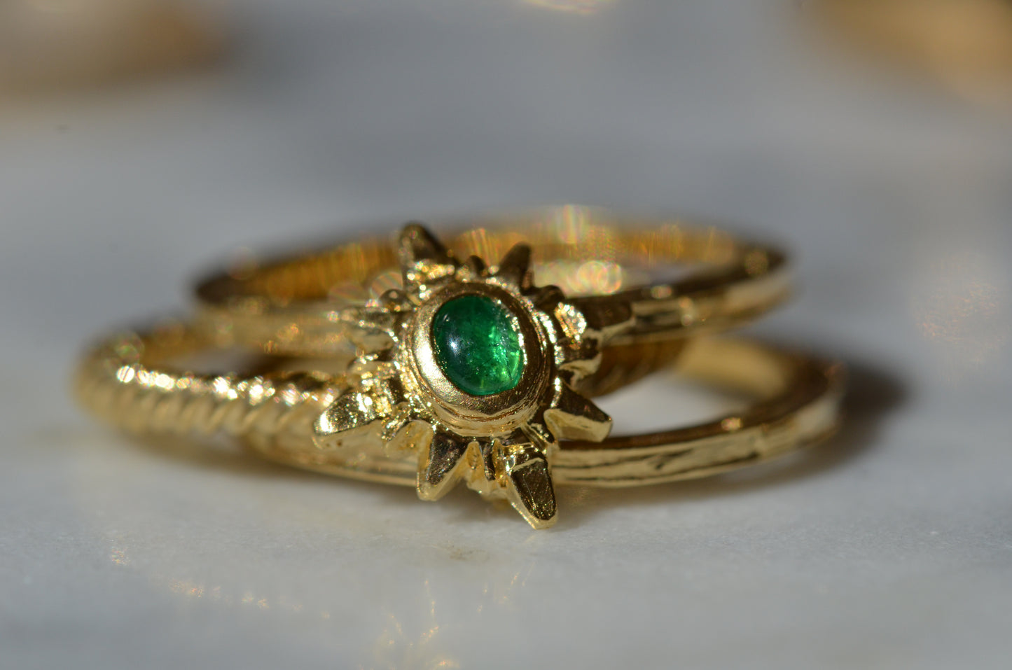 Verdant Emerald Compass Ring
