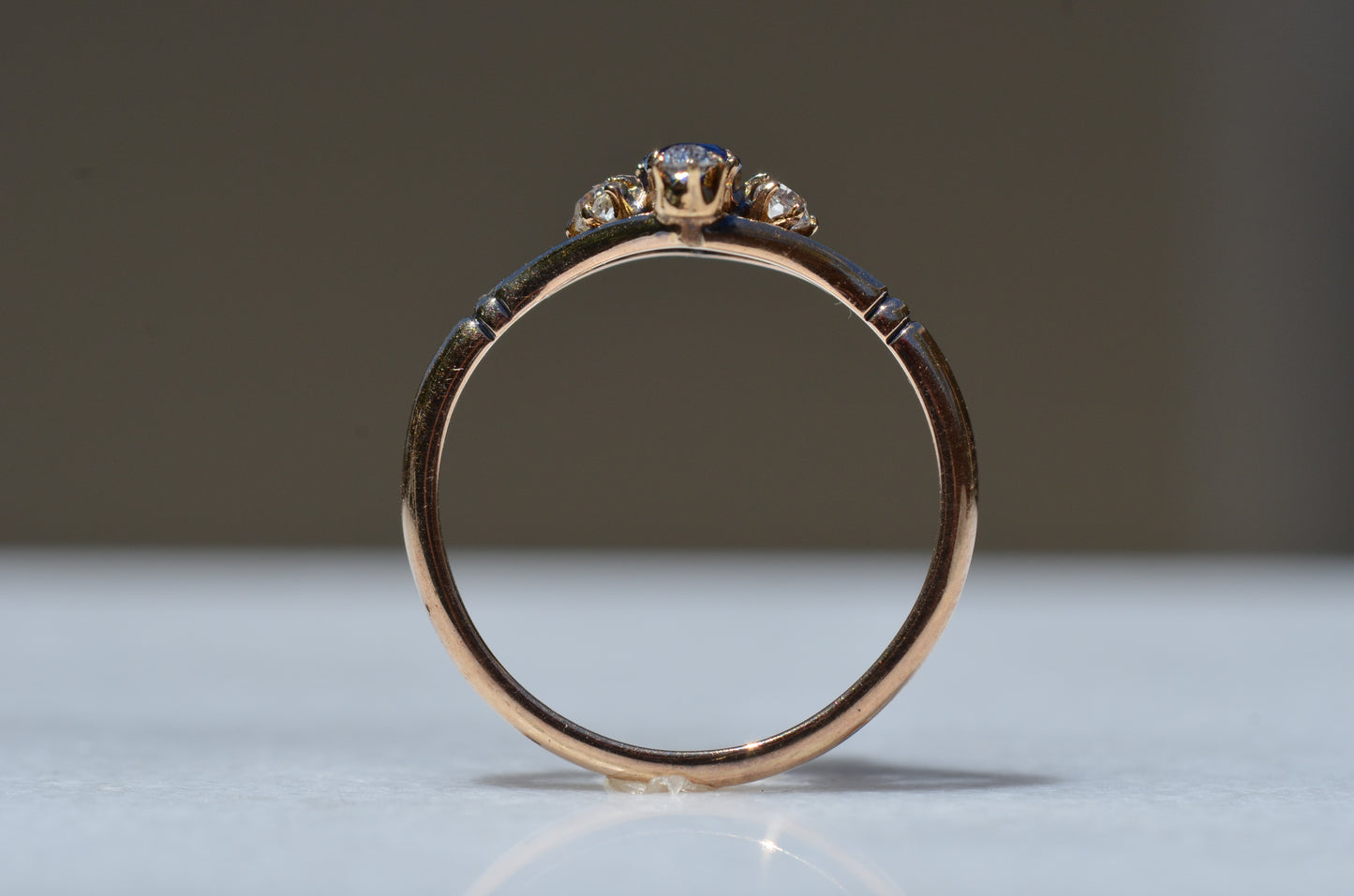 Vivid Antique Sapphire and Diamond Cardinal Ring