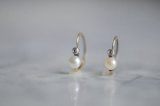 Edwardian Pearl and Diamond Dormeuses Earrings