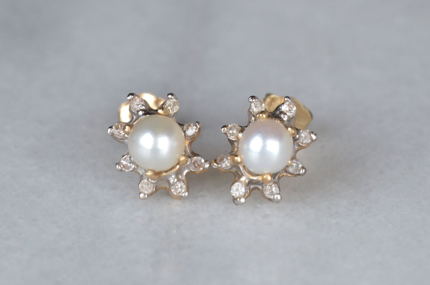 Sweet Estate Pearl and Diamond Studs