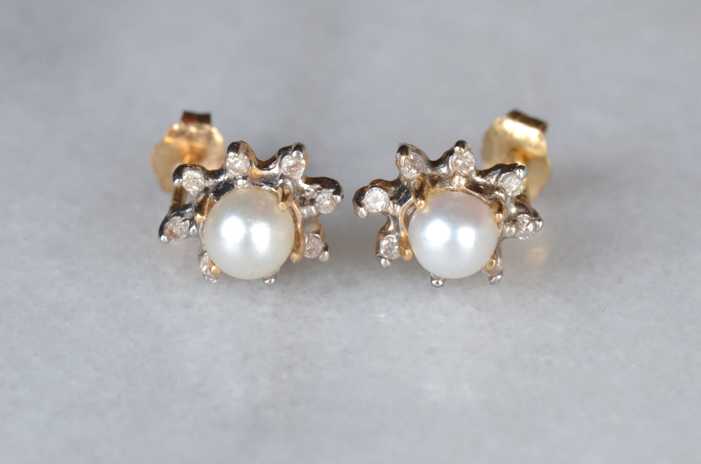 Sweet Estate Pearl and Diamond Studs