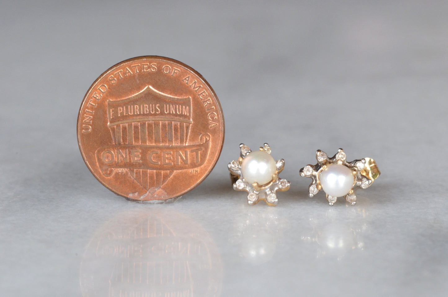 Sweet Estate Pearl and Diamond Studs