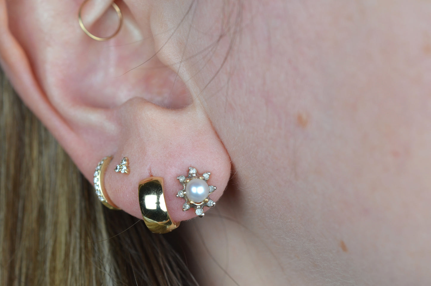 Sweet Estate Pearl and Diamond Studs