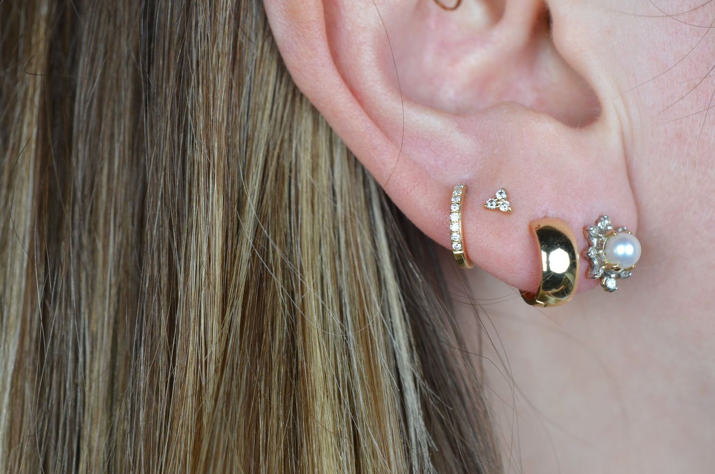 Sweet Estate Pearl and Diamond Studs