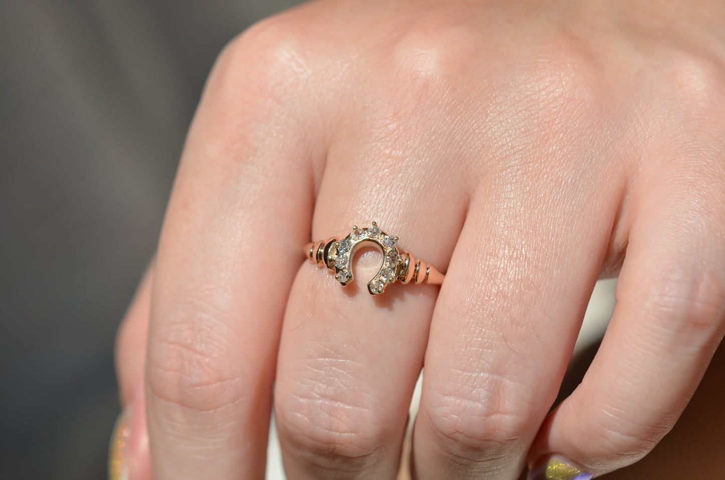 Charming Antique Diamond Horseshoe Ring