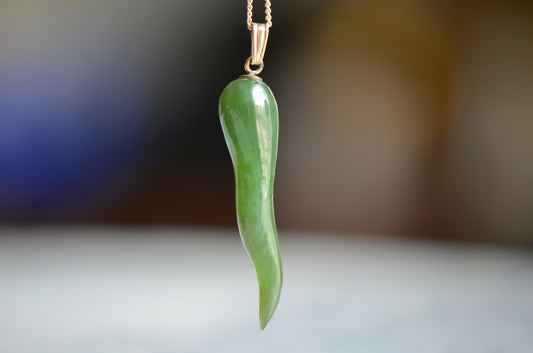 Lush Nephrite Jade Cornicello