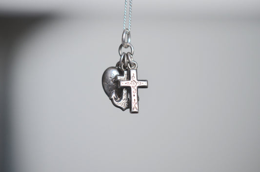 Vintage Silver Faith, Love, & Charity Charm