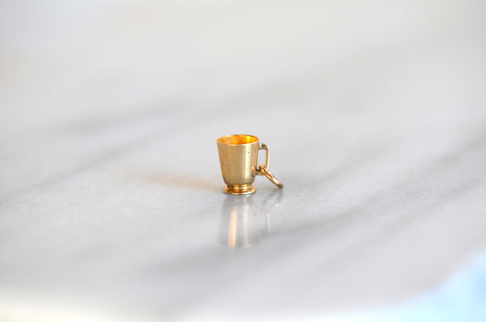 Sweet Vintage Golden Teacup Charm