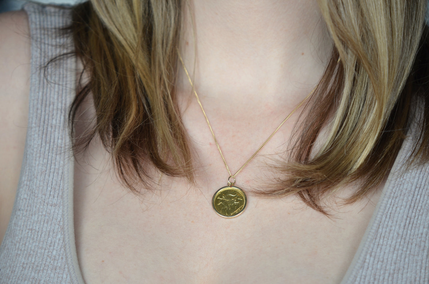 Isle of Man 1973 Sovereign Coin Necklace