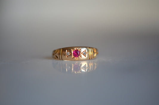 Striking Victorian Ruby Trilogy Ring