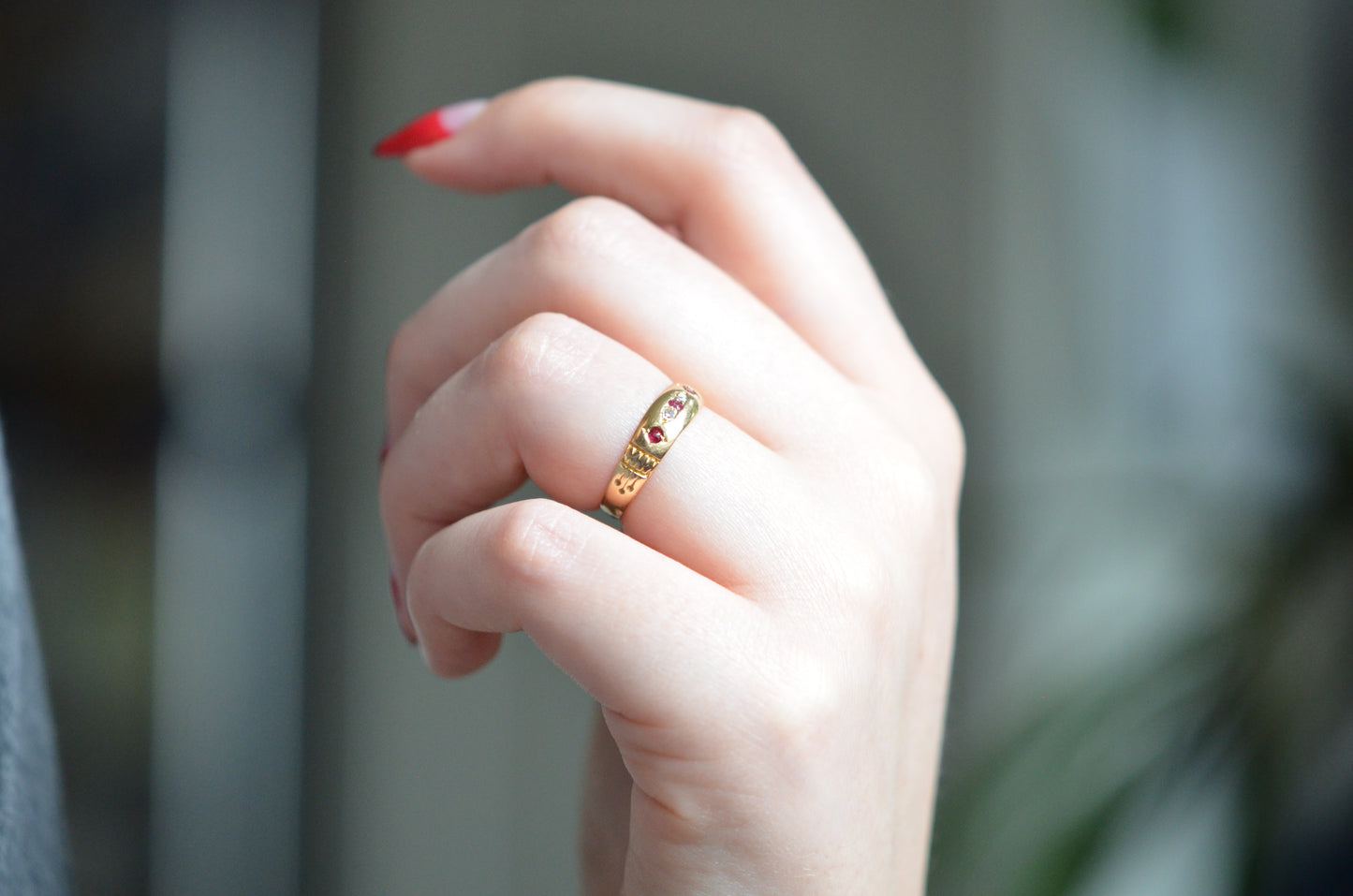 Gorgeous Victorian Ruby and Diamond Band