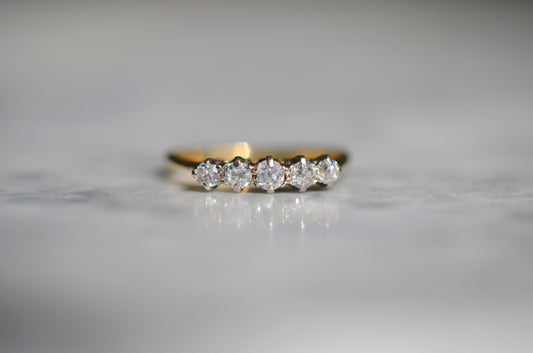 Slim and Sweet Art Deco Five Diamond Ring