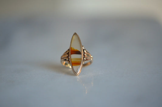 Rustic Victorian Revival Agate Statement Ring