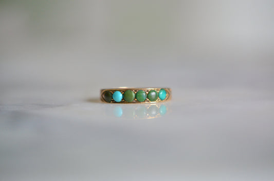 Exquisite Victorian Turquoise Half Hoop Ring 1865