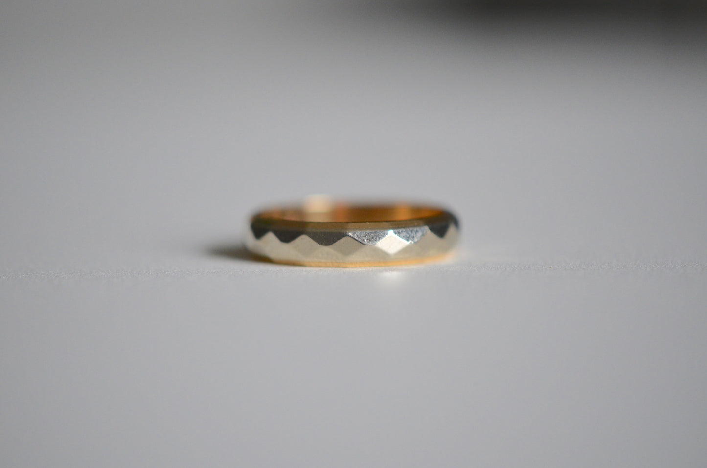 Signed Midcentury Two-Tone Faceted Ring