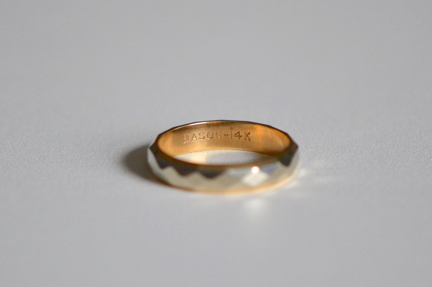 Signed Midcentury Two-Tone Faceted Ring
