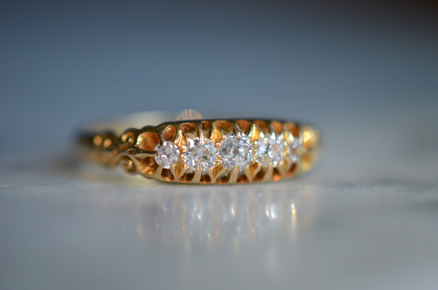 Sublime Victorian Five Diamond Ring