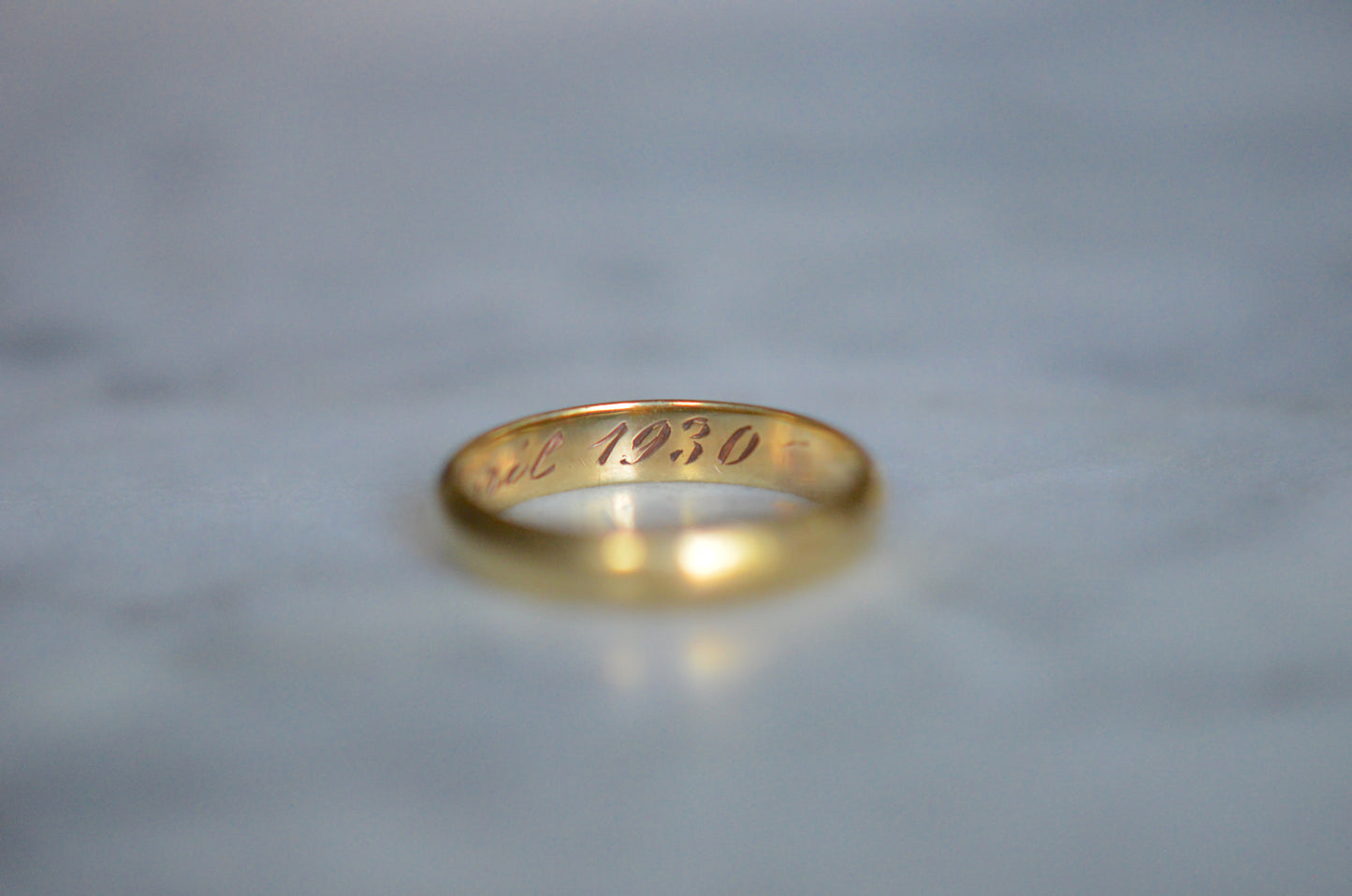 Engraved Deco Band Ring, Otto 21 April 1930