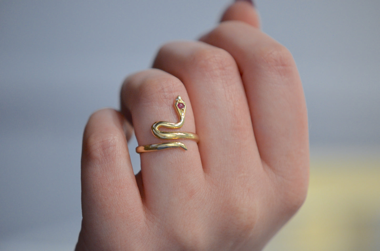 Sinuous Ruby Snake Ring