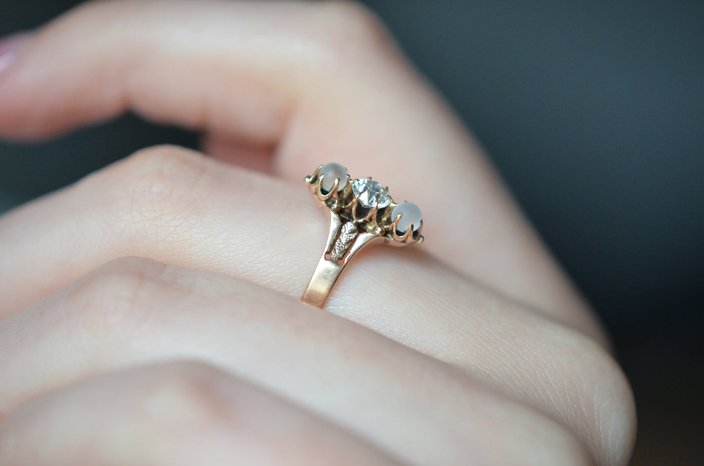 Enchanting Victorian Moonstone and Diamond Ring