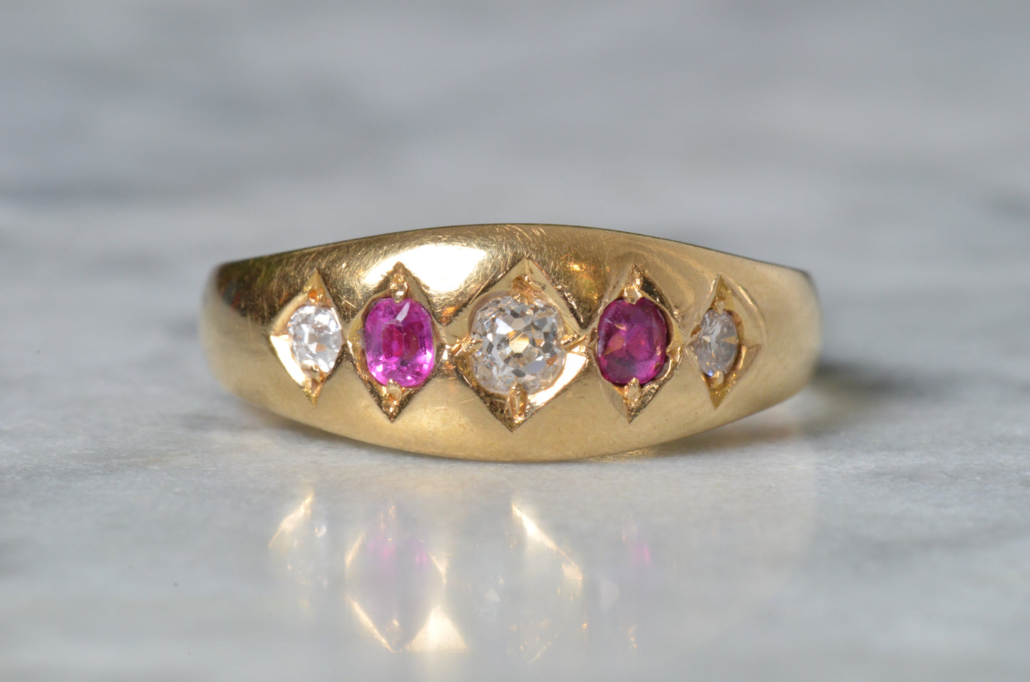 Exquisite Victorian Ruby and Diamond Gypsy Ring 1884