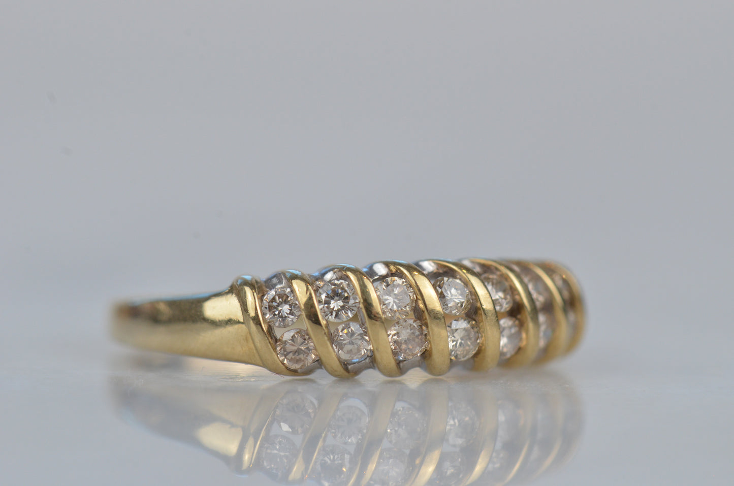 Soft Vintage Diamond Croissant Dome Ring