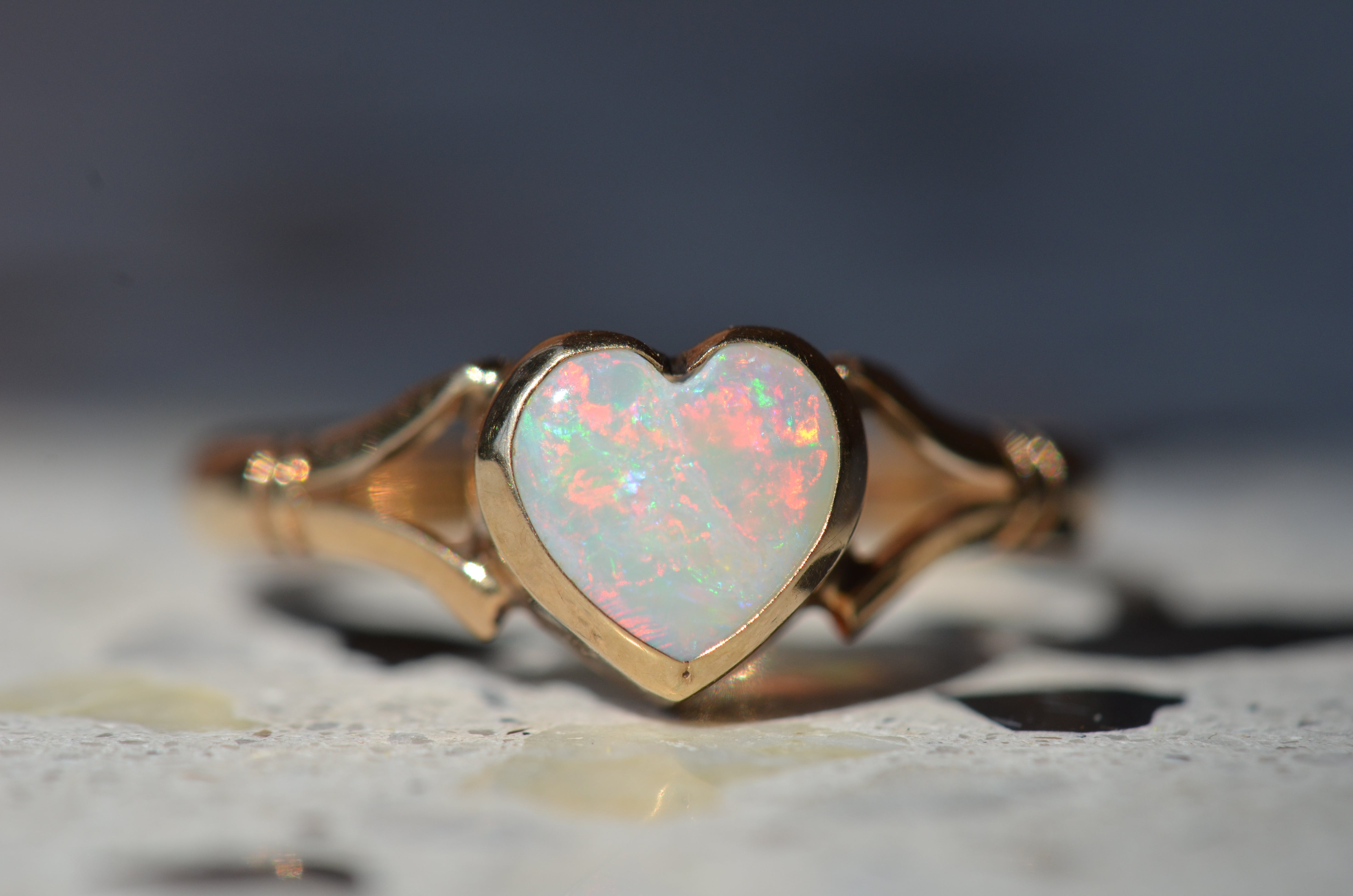 Opal heart shop shaped ring