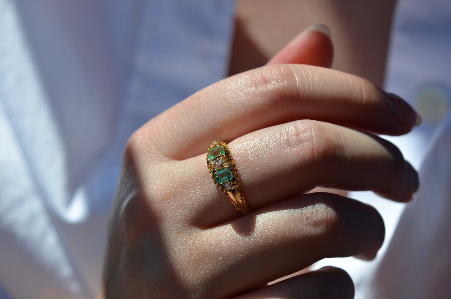 Lush Victorian Emerald and Diamond Ring