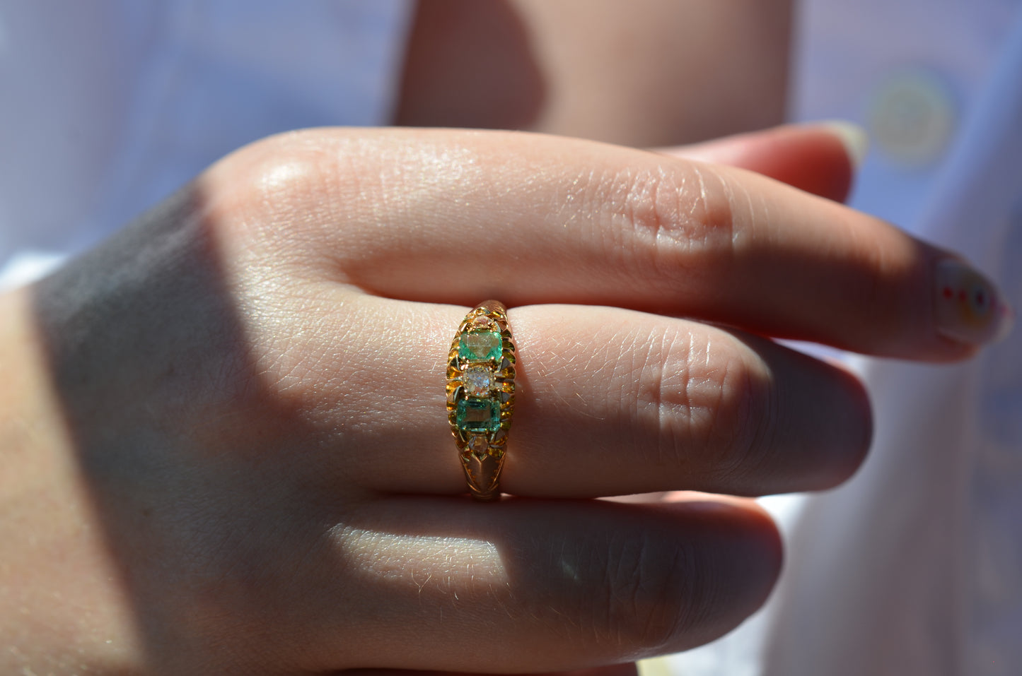 Lush Victorian Emerald and Diamond Ring