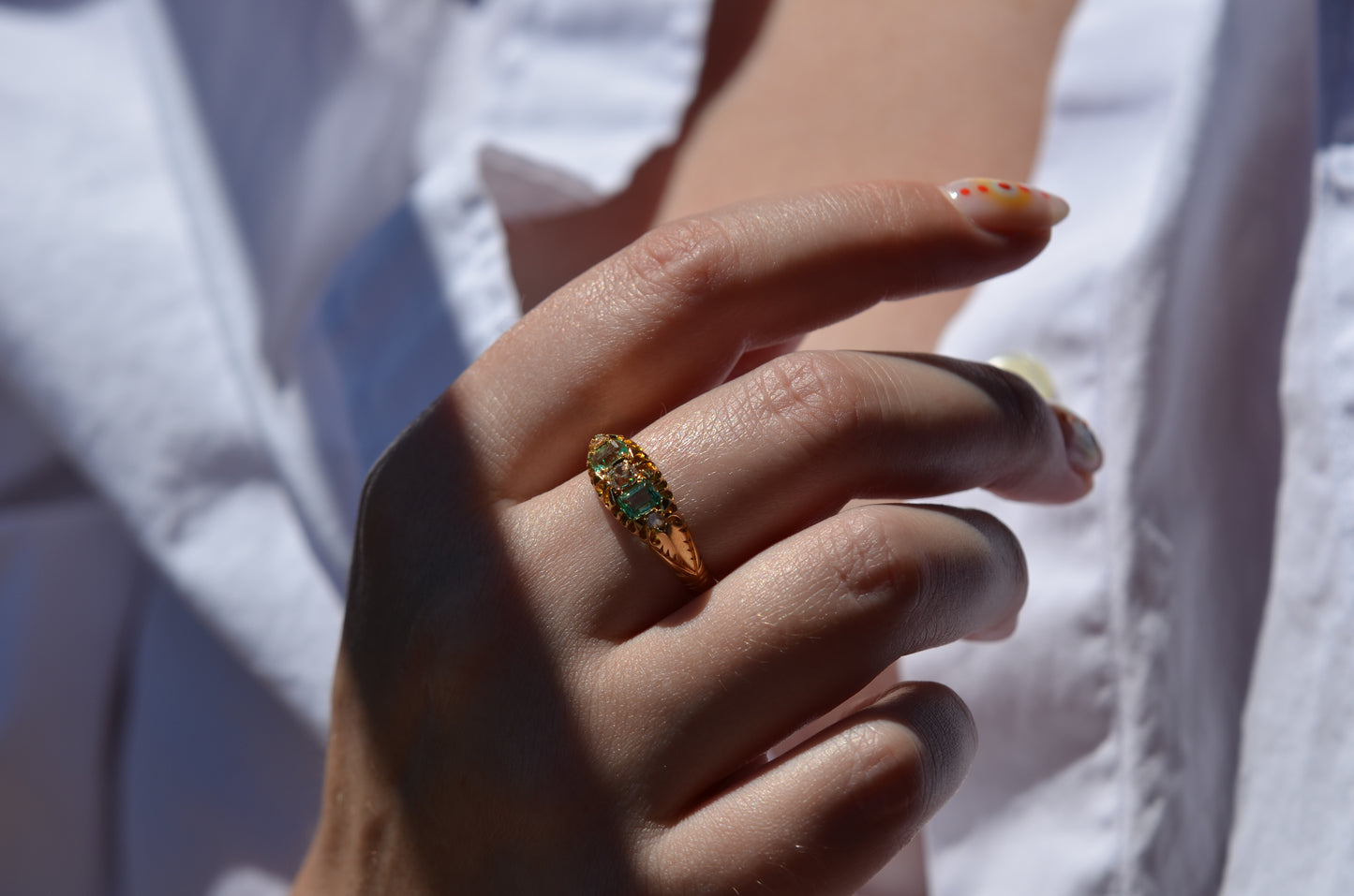 Lush Victorian Emerald and Diamond Ring