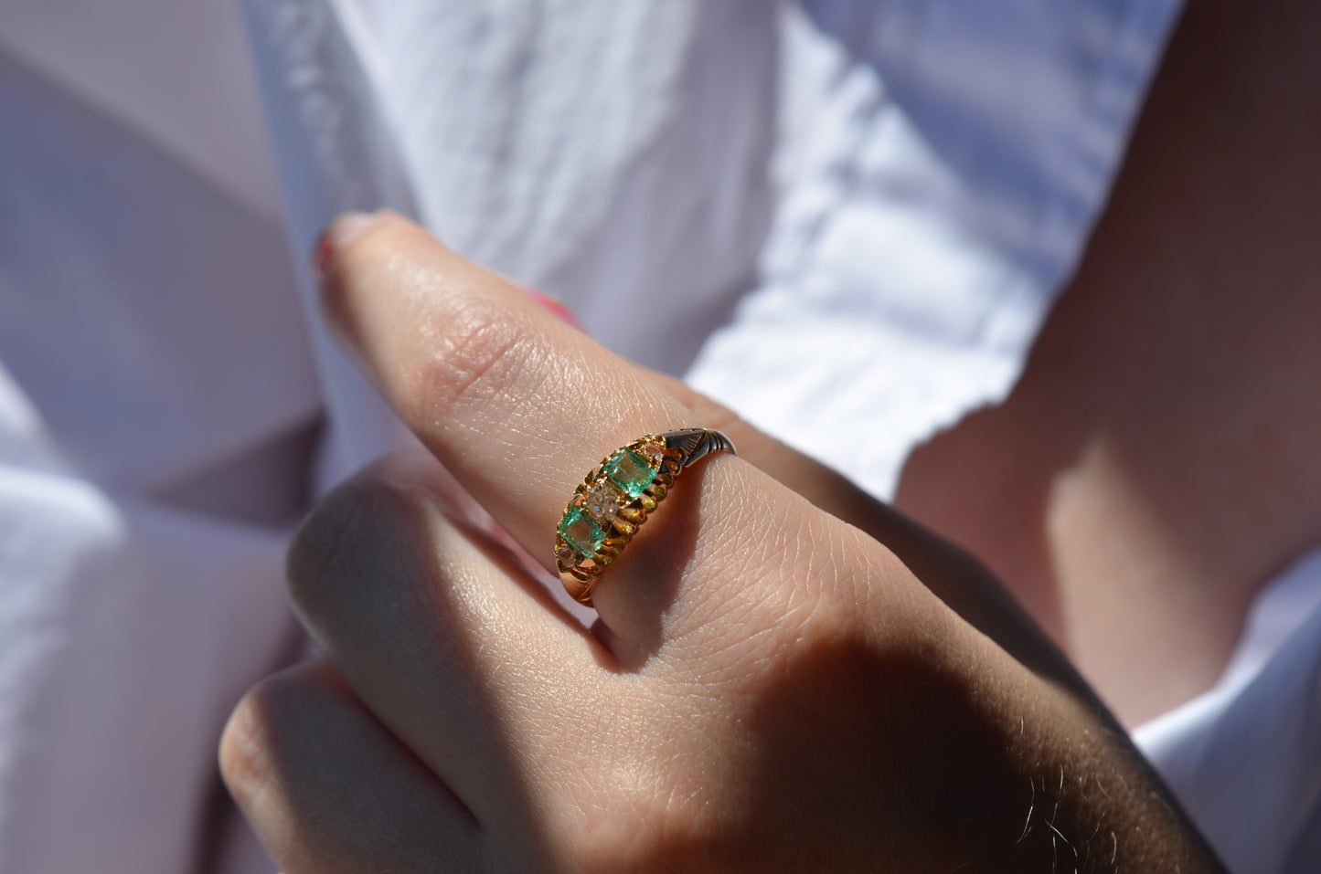 Lush Victorian Emerald and Diamond Ring