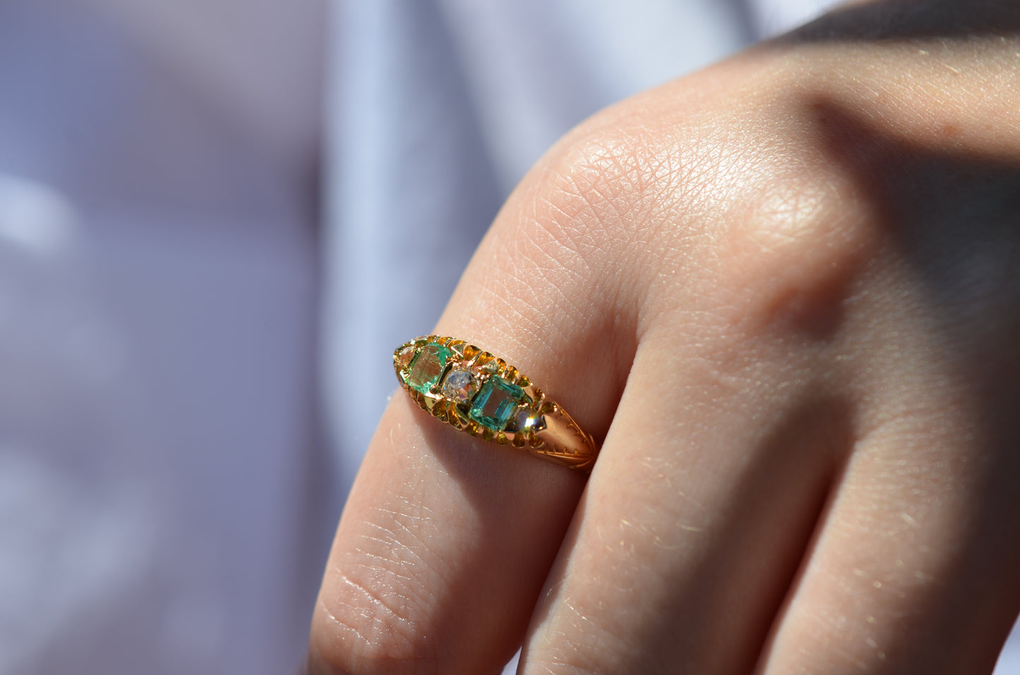 Lush Victorian Emerald and Diamond Ring