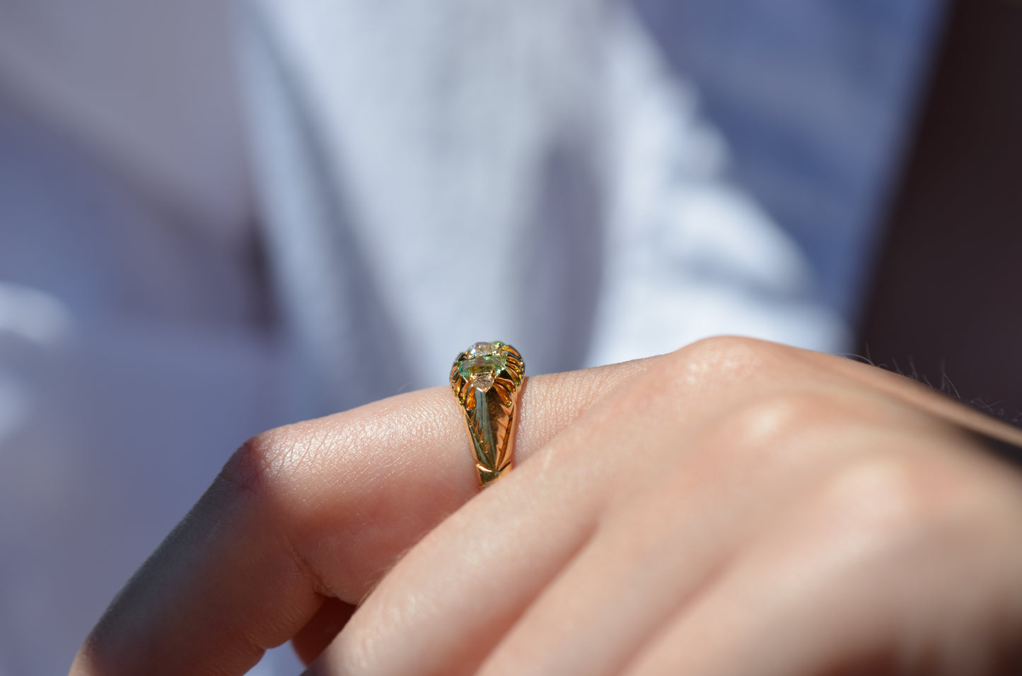 Lush Victorian Emerald and Diamond Ring