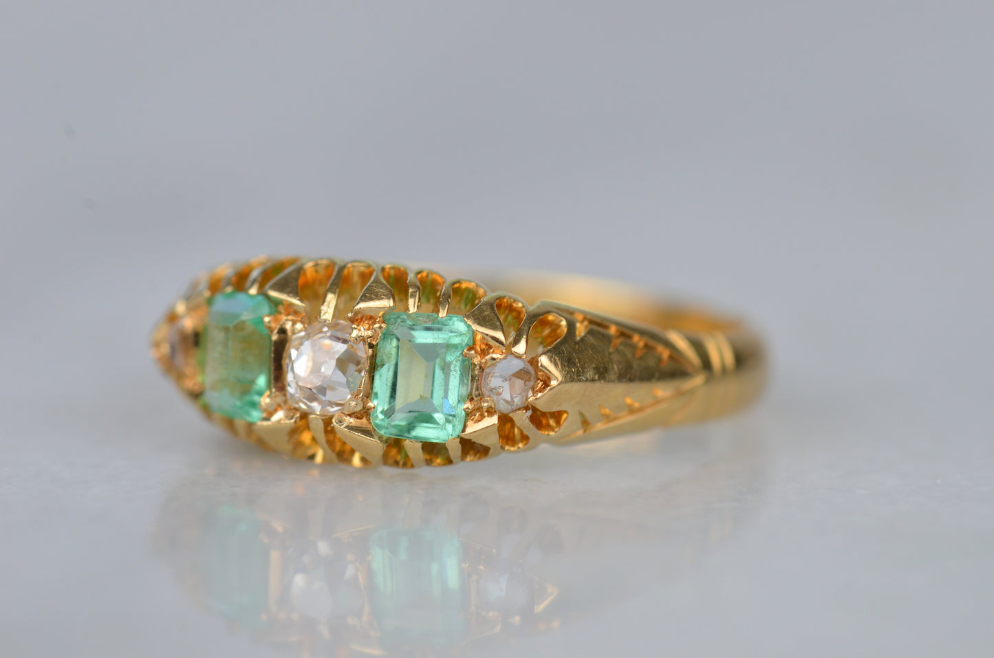 Lush Victorian Emerald and Diamond Ring