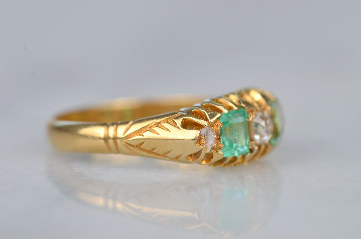 Lush Victorian Emerald and Diamond Ring