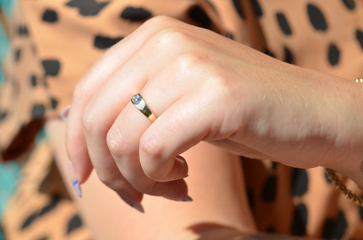 Sleek Flush Set Moonstone Ring